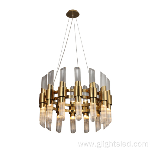 Luxury Villa Round Glass LED Chandelier Pendant Light